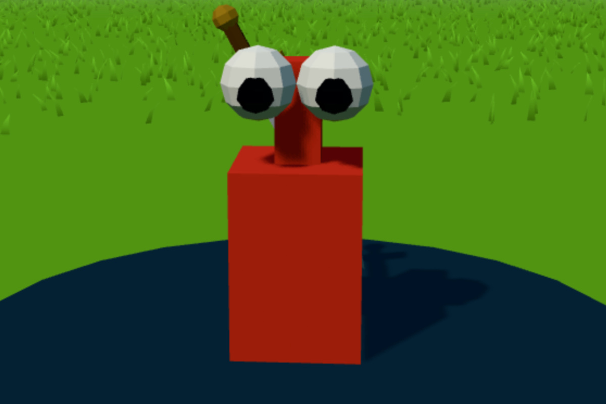 A wide-eyed footman standing on a plinth