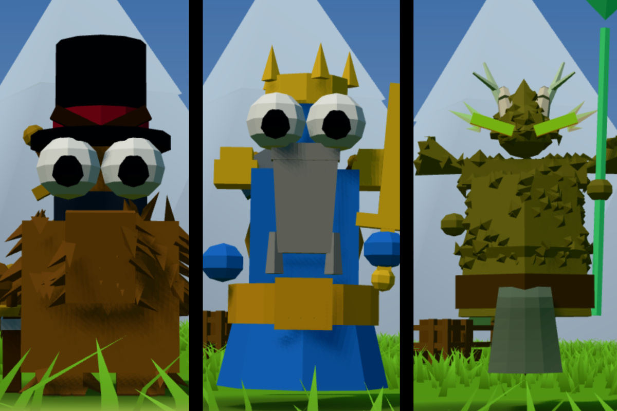 Three customised royals side by side in the Kingdom Designer